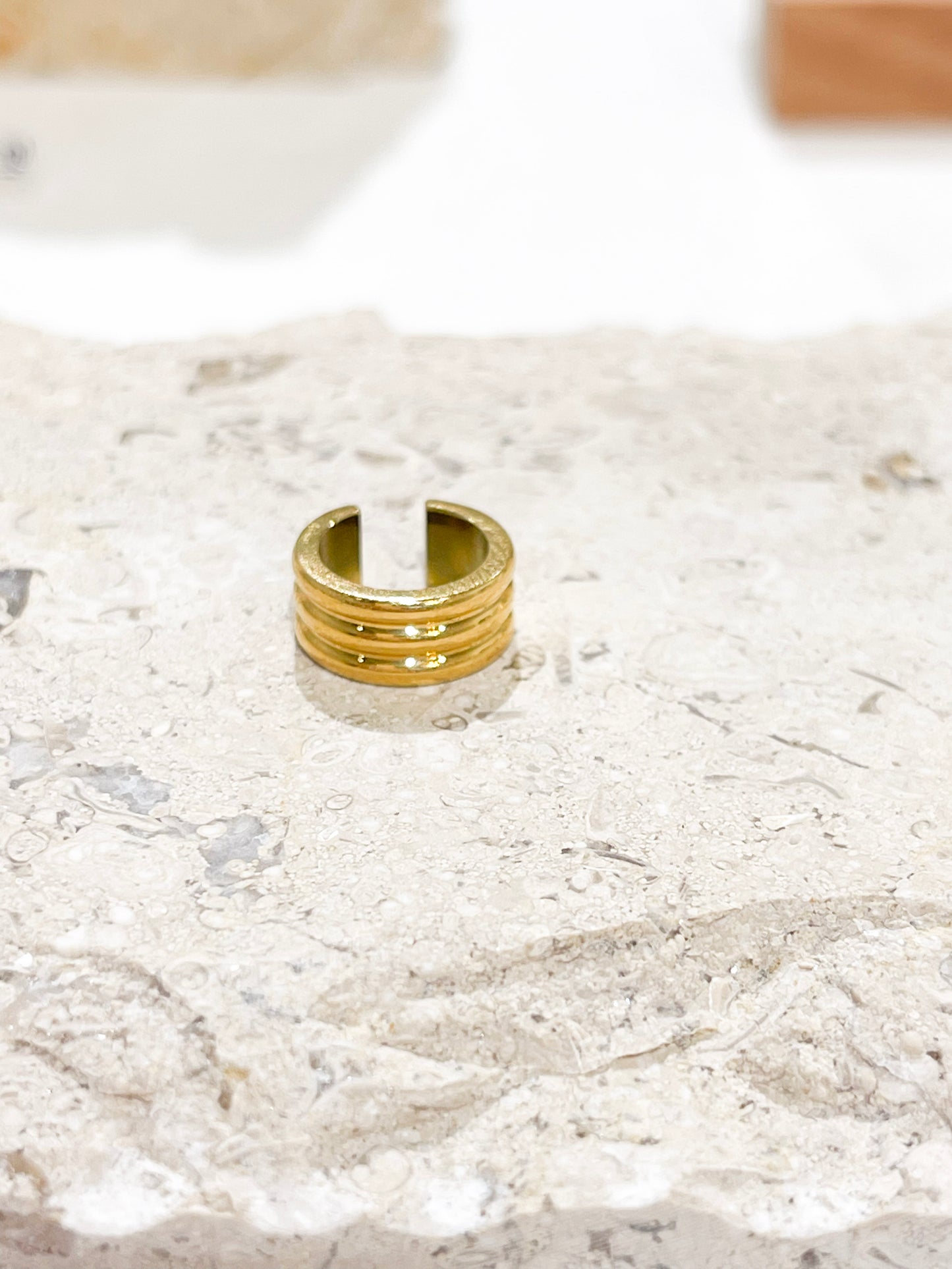 Gold Triple Barrel Ear Cuff image 0