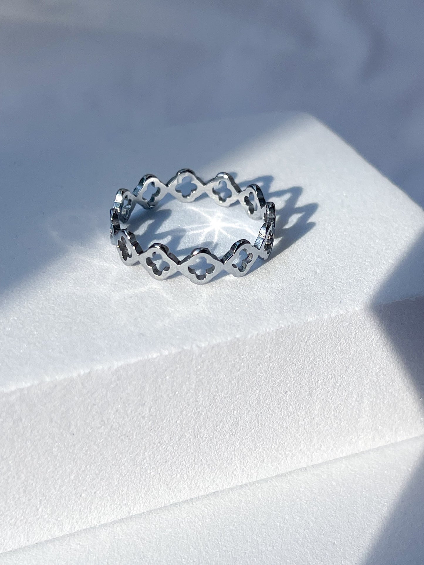 Silver full band Clover ring39 image 0