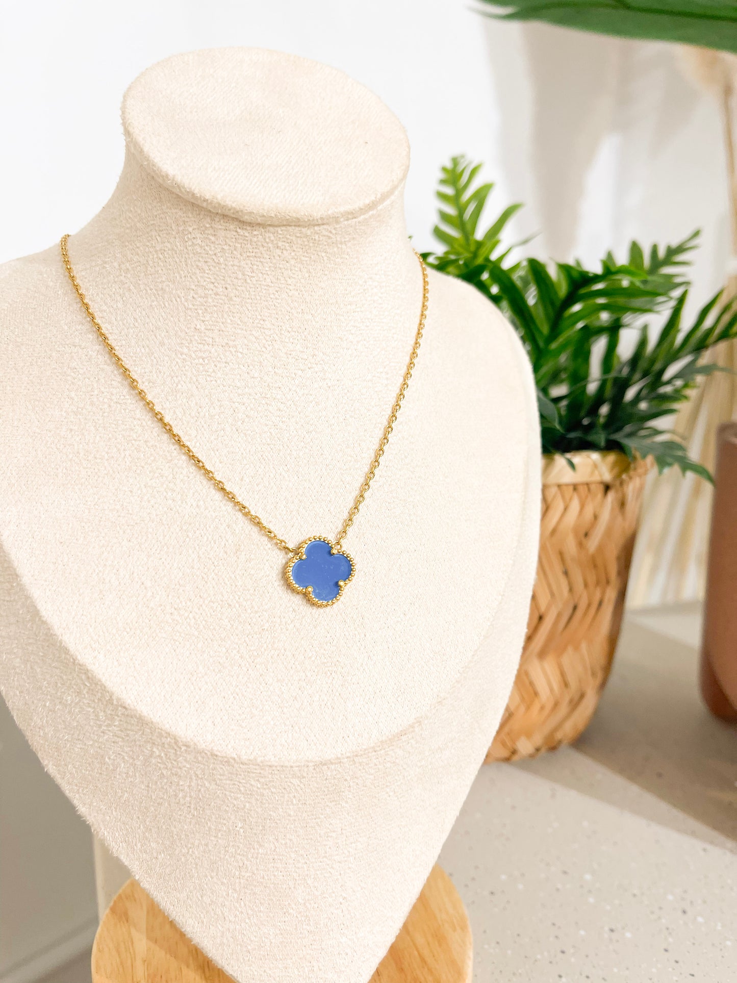 Blue Clover Necklace