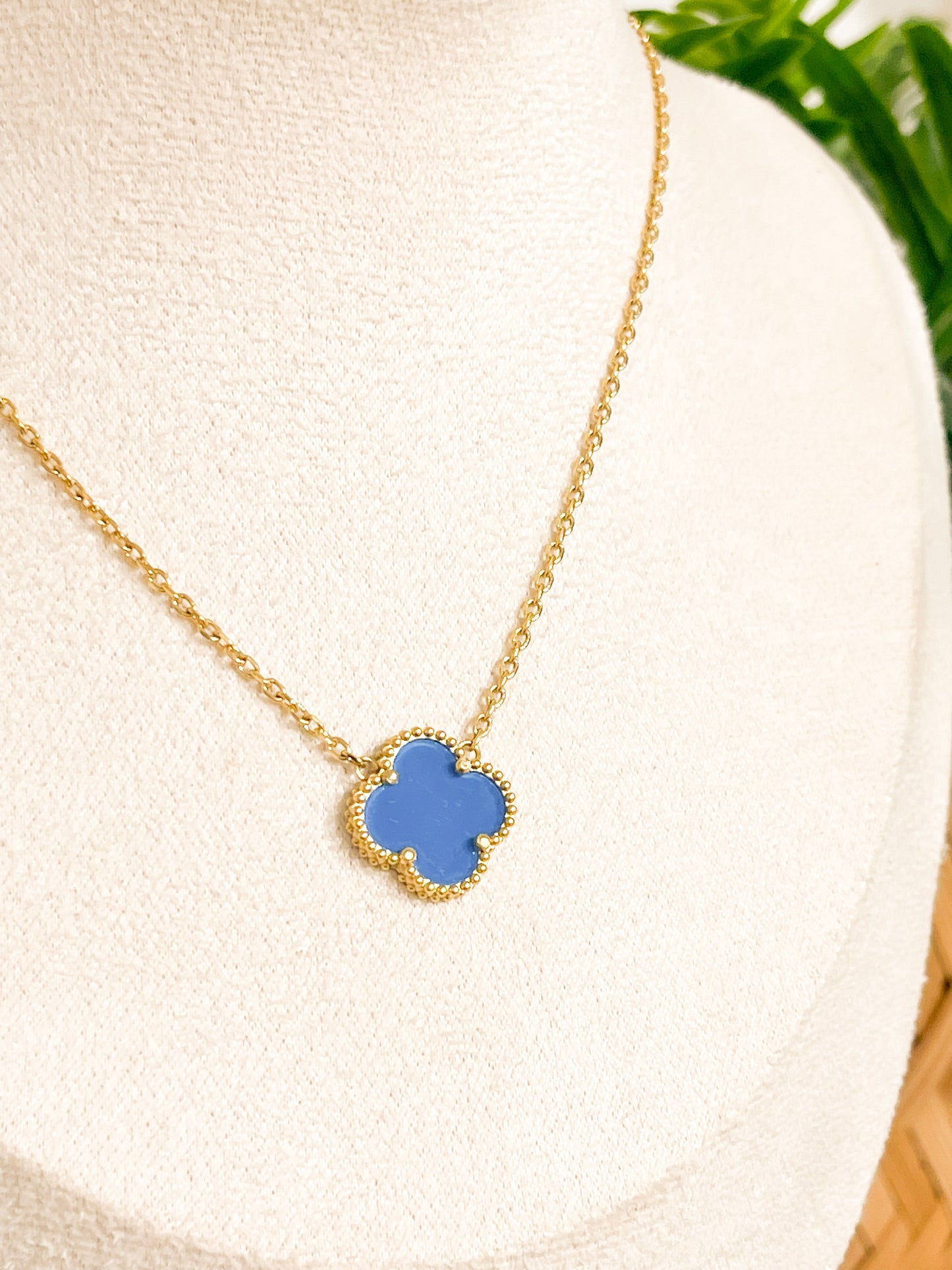 Blue Clover Necklace