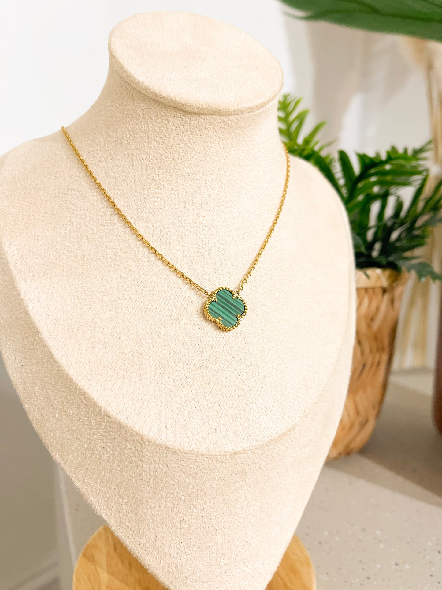 Malachite Clover Necklace