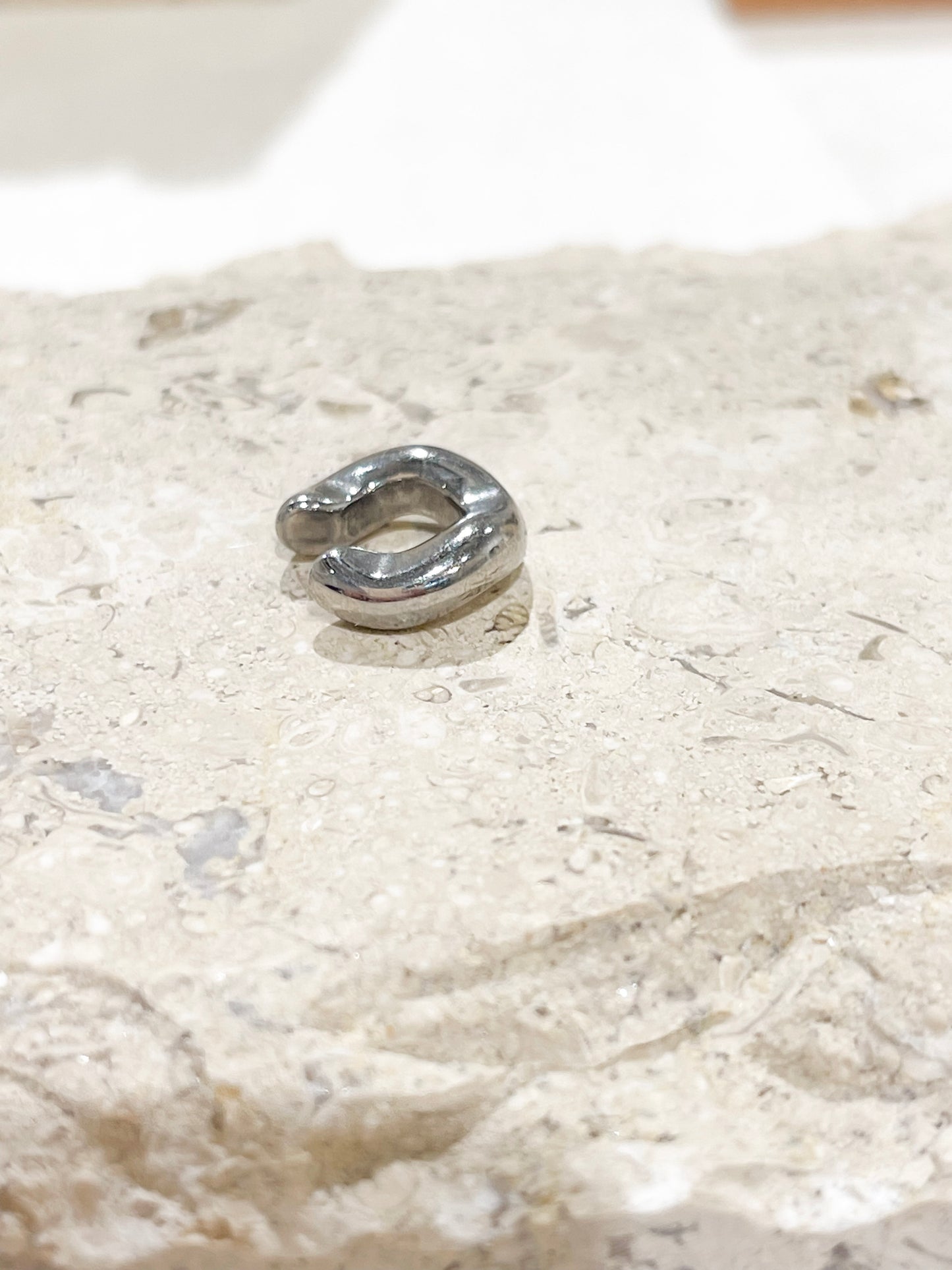 Chunky Silver Wave Ear Cuff image 0