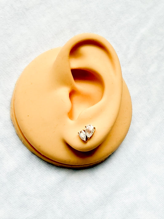 Double Tear Stud Earrings