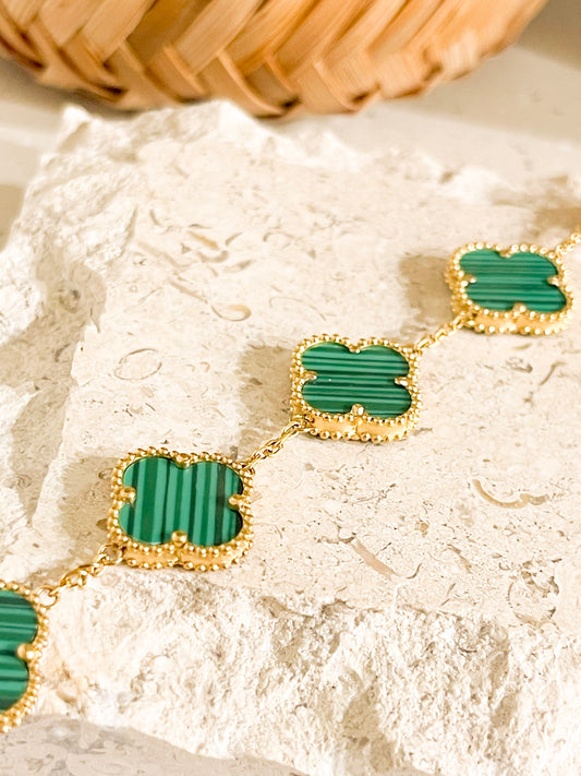 Green Malachite Clover Bracelet