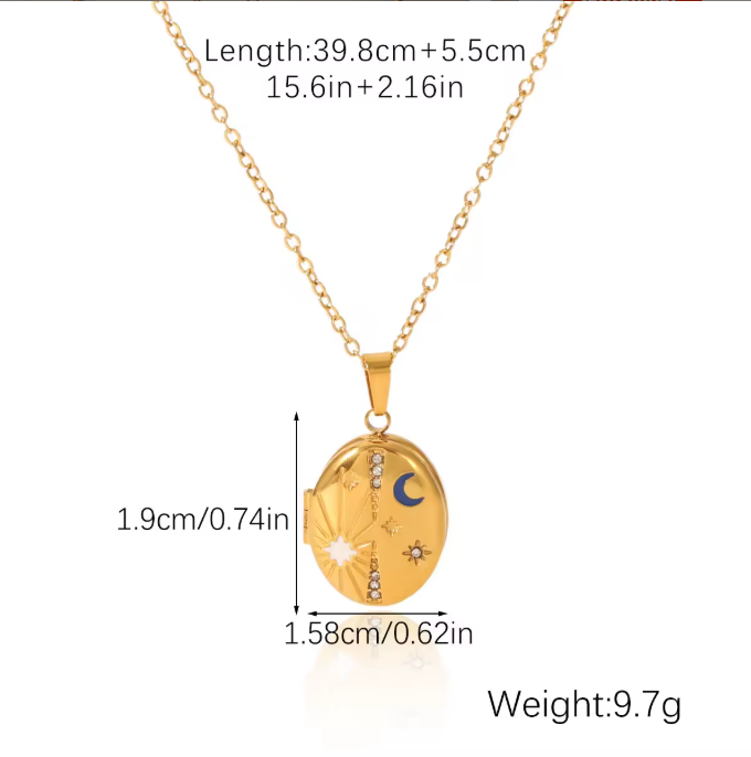 Moon & Stars Locket Necklace
