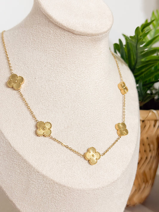 Golden Bloom Clover Necklace