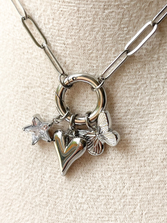 Silver Bubble Heart Charm