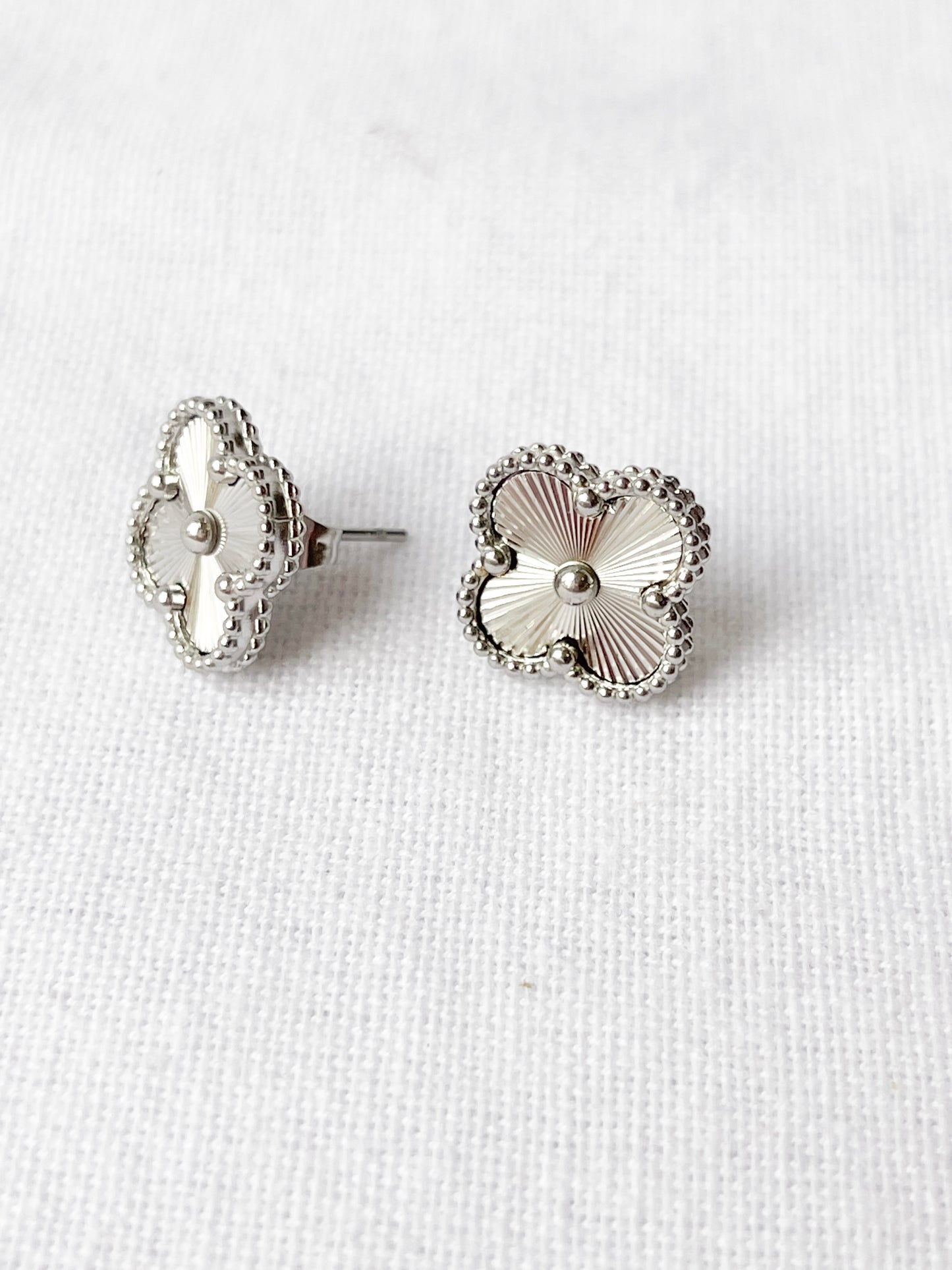 Silver Clover Stud Earrings