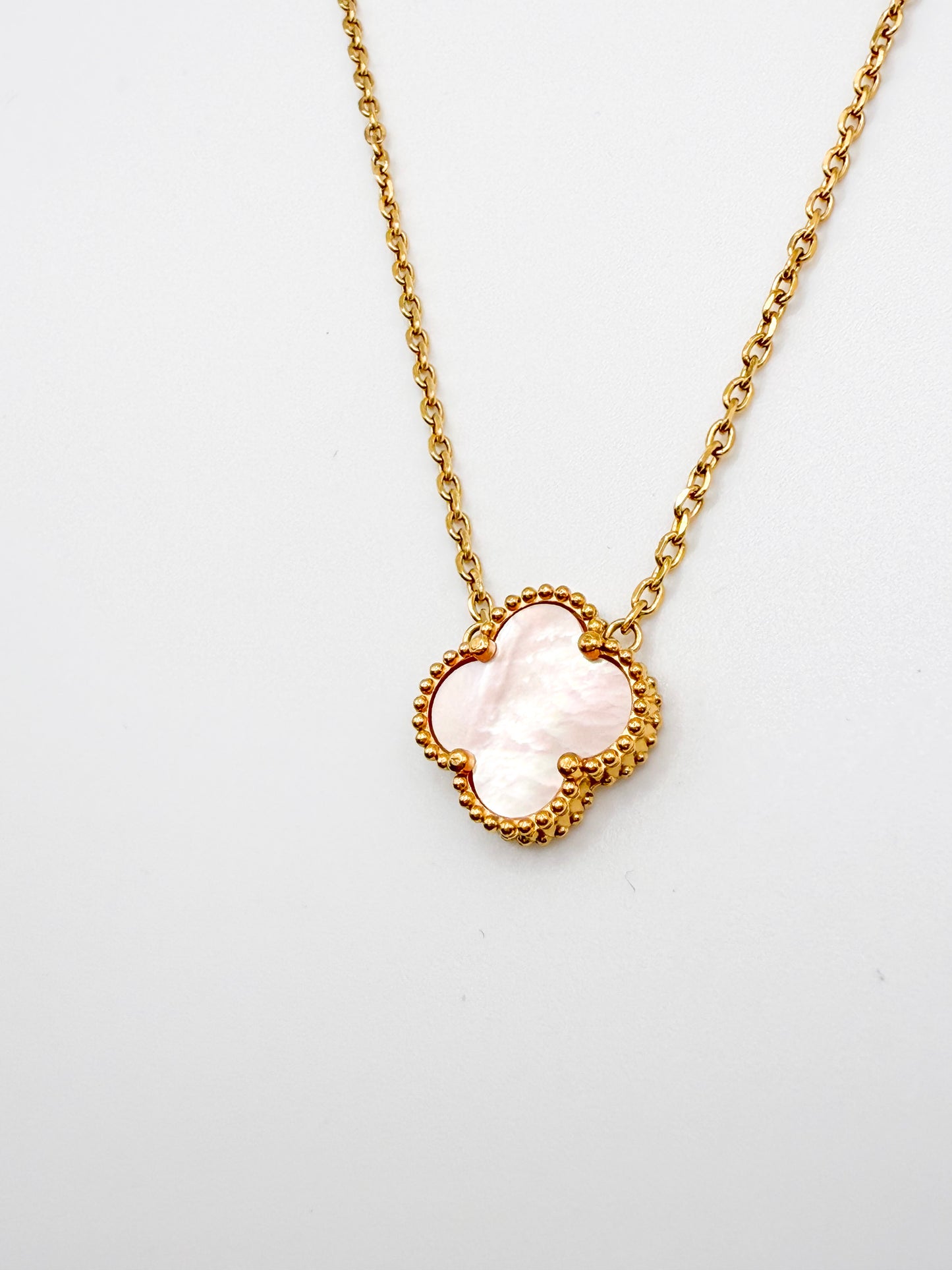Pink Shell Clover Necklace