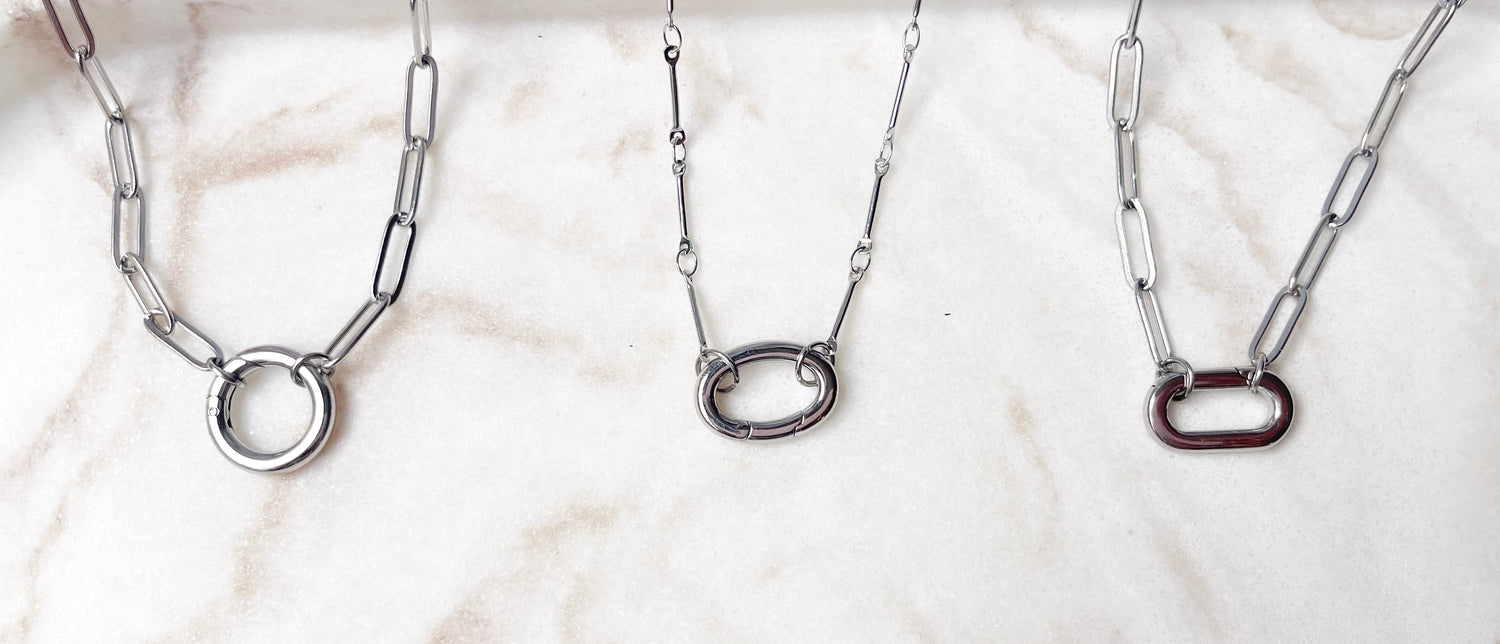 Silver Carabiner Necklaces