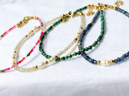 Labradorite and  Freshwater Pearls Anklet  image 1