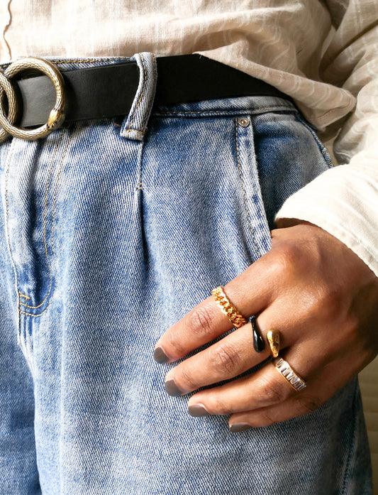 Black and Gold YingYang Ring4 image 1