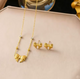 Golden Bow Necklace & Earrings