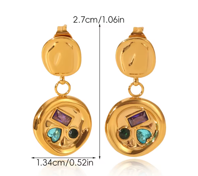 Gemstone Medallion Drop Earrings