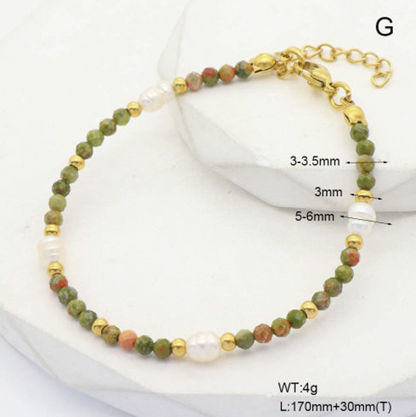 Unakite & Freshwater Pearls Bracelet image 2