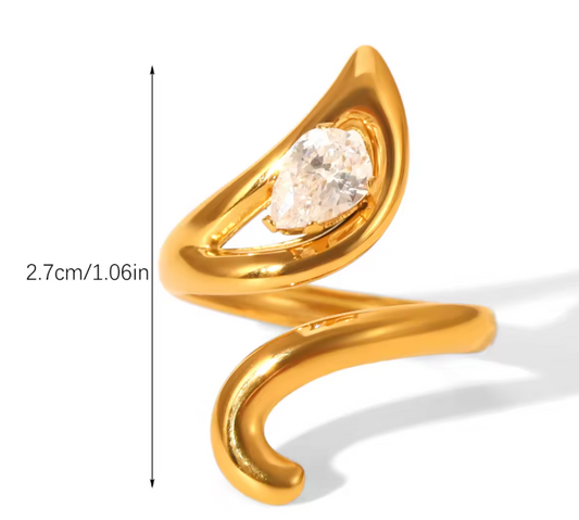Teardrop Crystal Wrap Ring