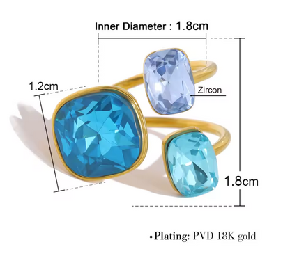 Ocean Blue Crystal Ring
