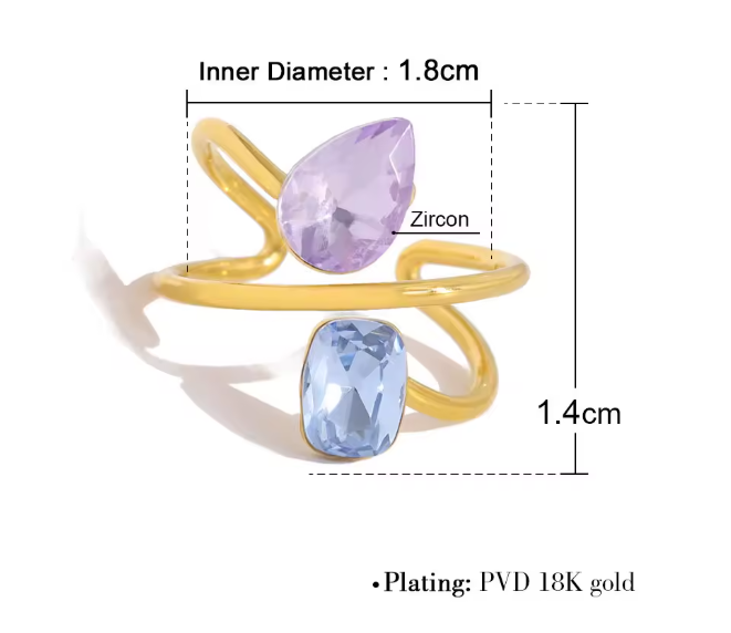 Lilac & Blue Crystal Ring