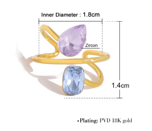 Lilac & Blue Crystal Ring