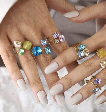 Lilac & Blue Crystal Ring