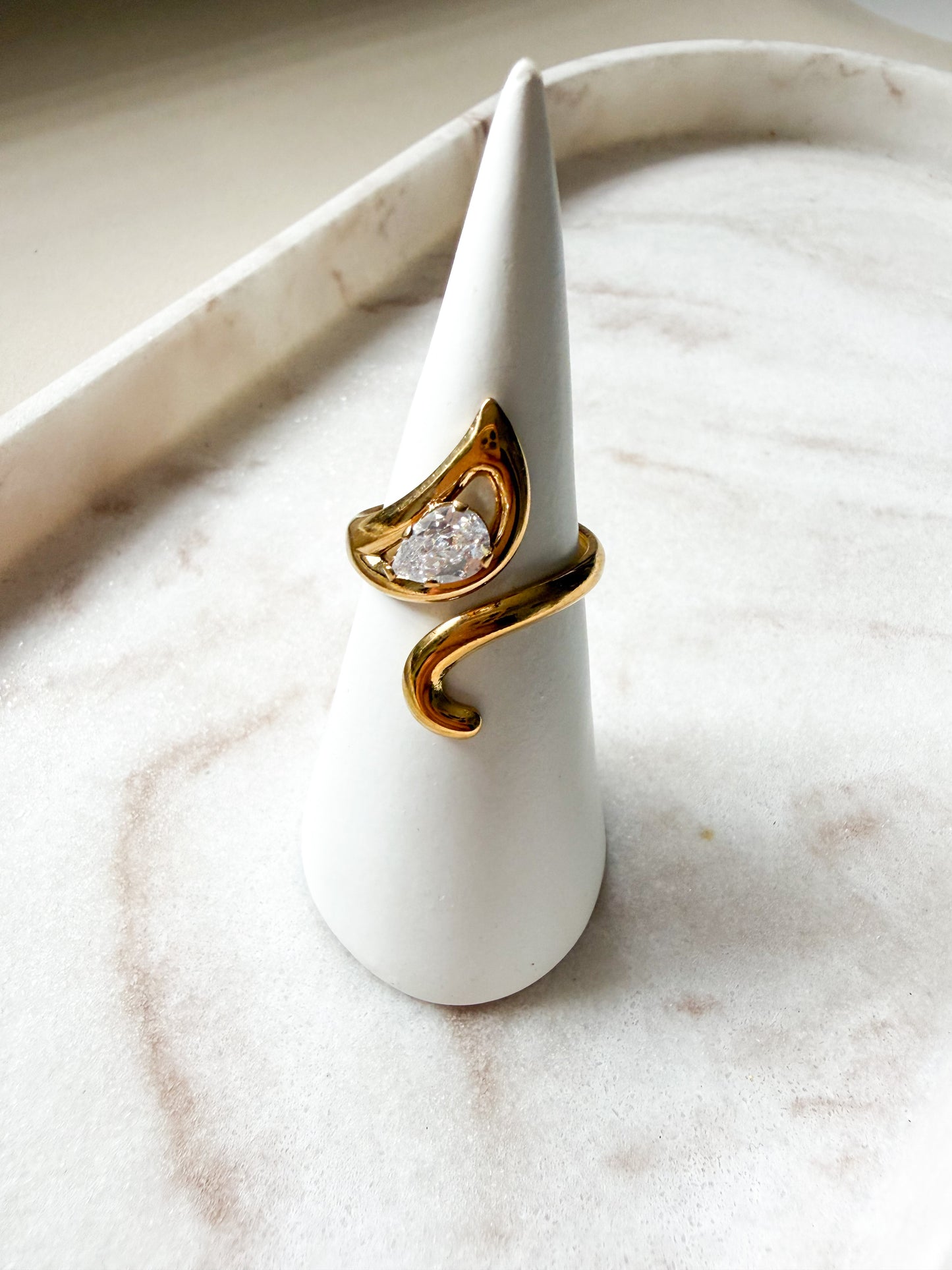Teardrop Crystal Wrap Ring