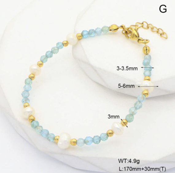 Light Apatite & Freshwater Pearls Bracelet image 2