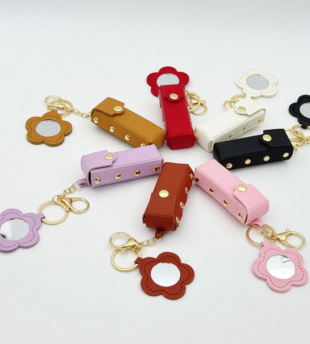 Lipstick Holder Mirror Keychain