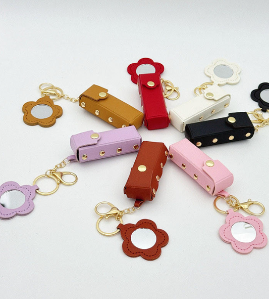 Lipstick Holder Mirror Keychain