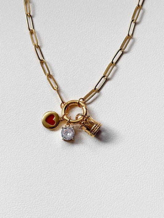Crowned Heart Charm Necklace