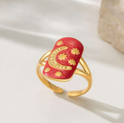 Moon & Stars Enamel Ring