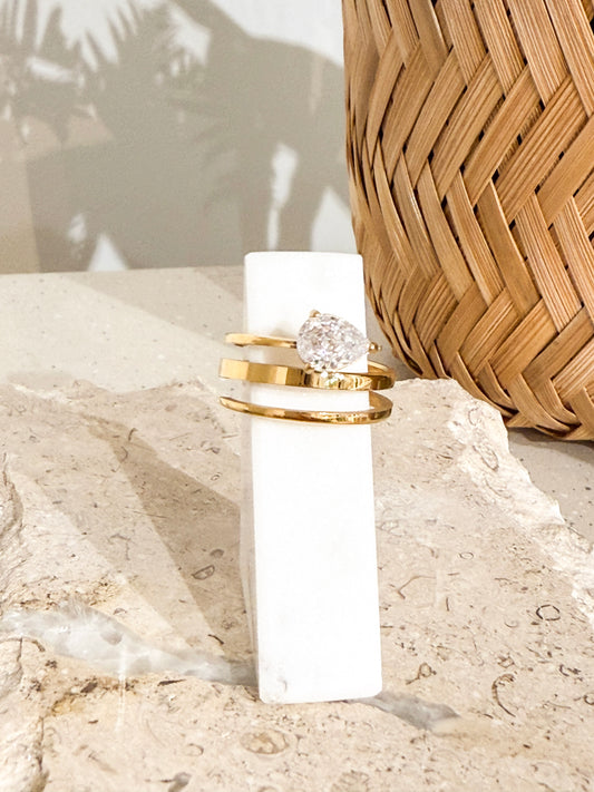 Spiral Pear Ring