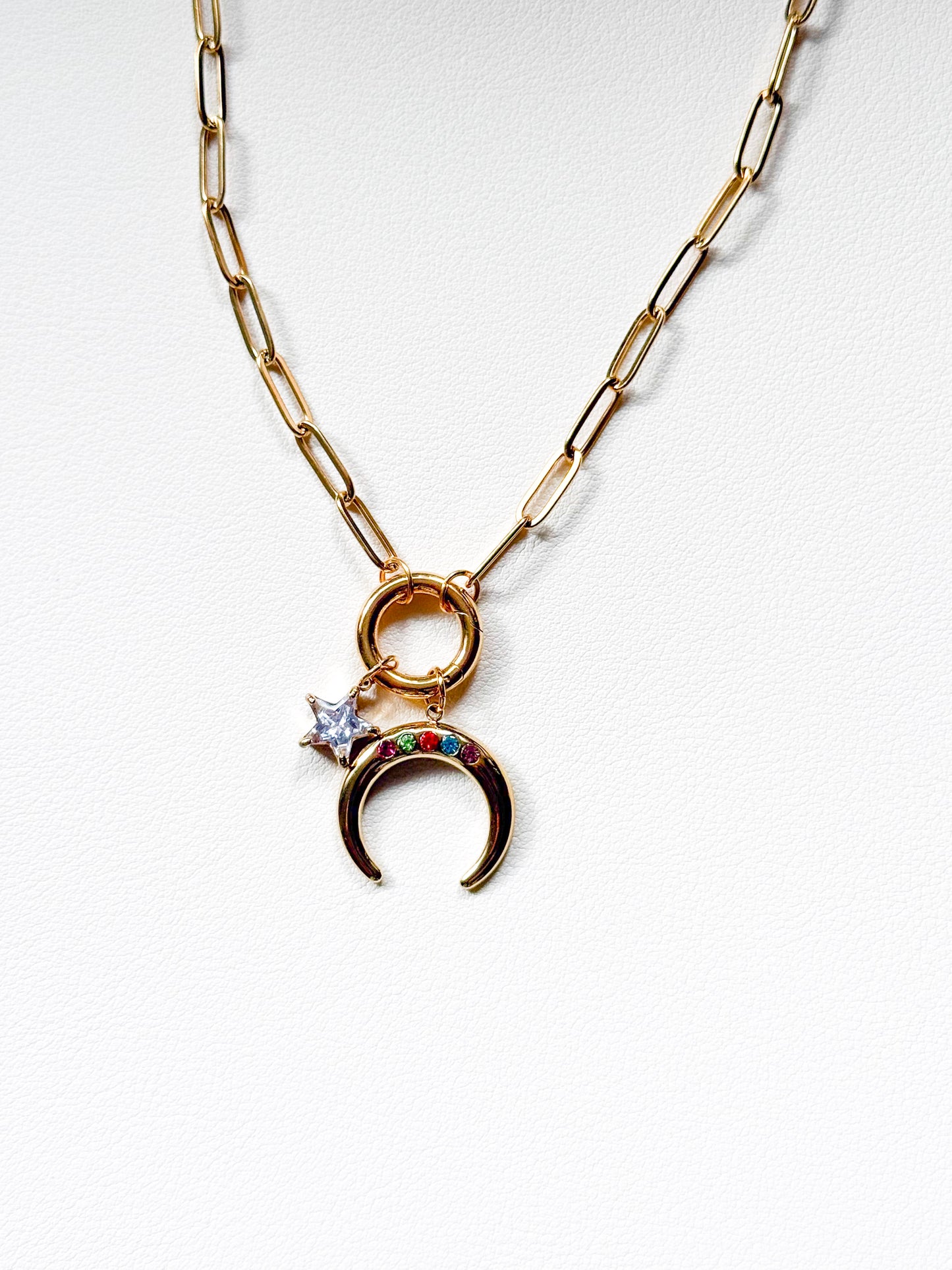 Starlit Moon Charm Necklace
