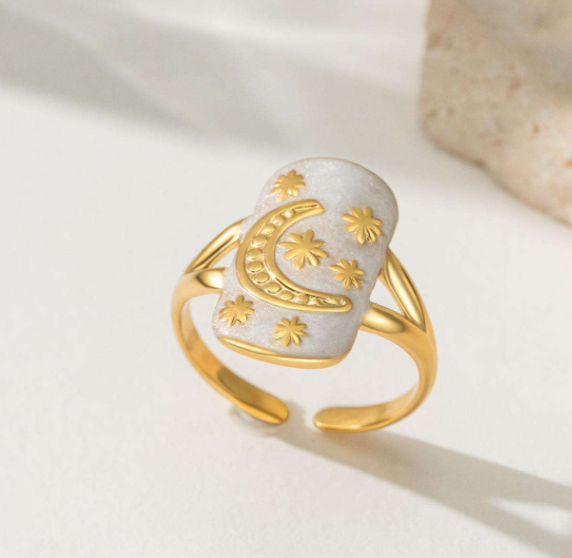 Moon & Stars Enamel Ring