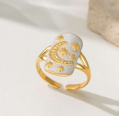 Moon & Stars Enamel Ring