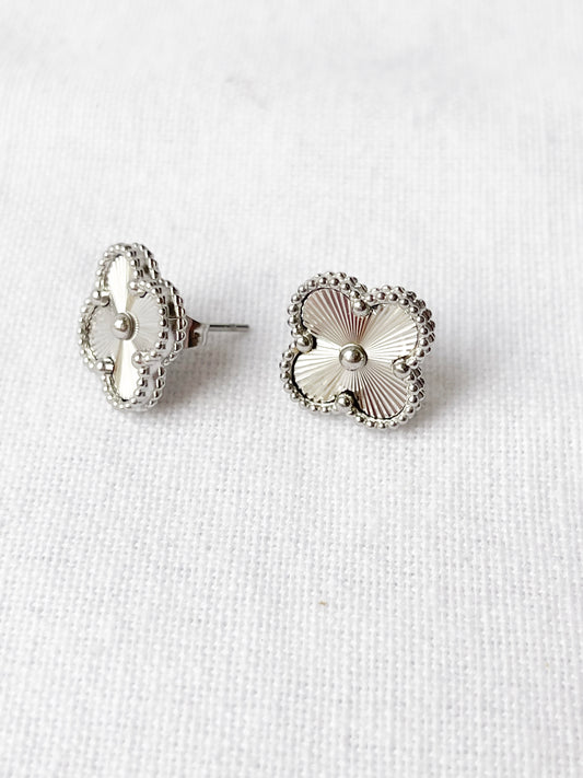 Silver Clover Stud Earrings image 0