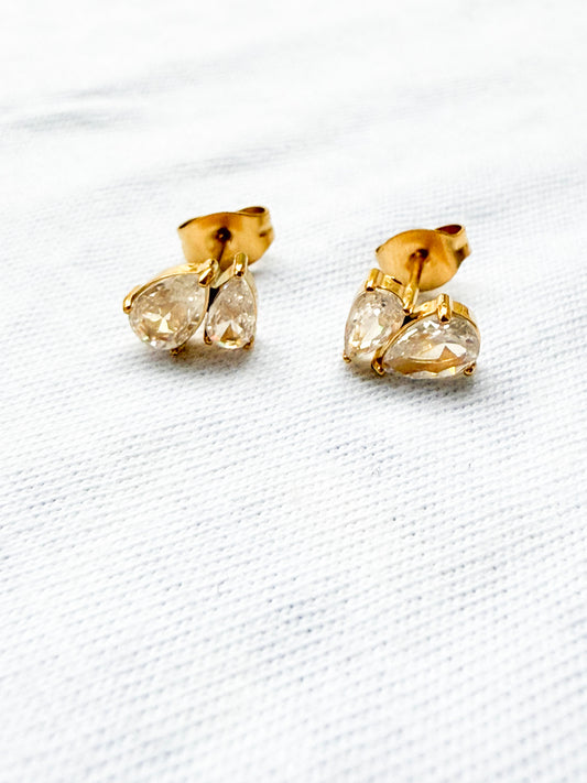 Double Tear Stud Earrings