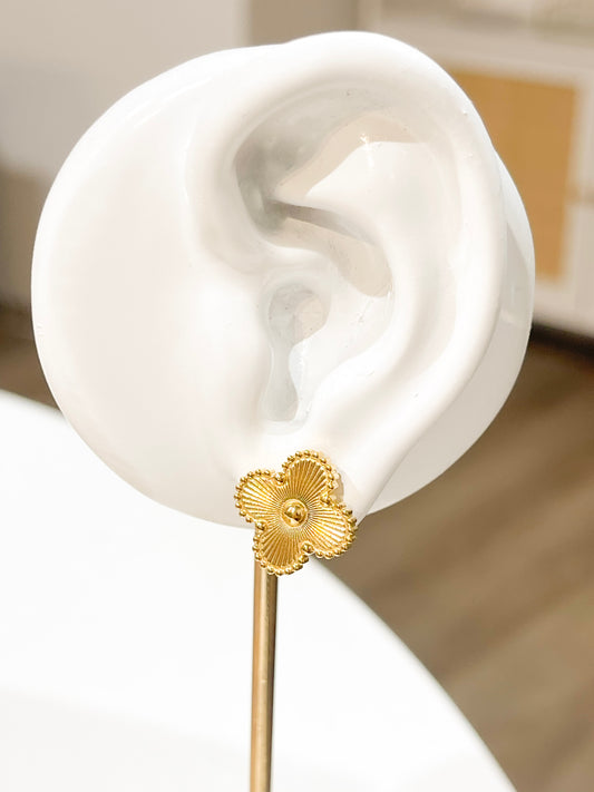 Gold Clover Stud Earrings