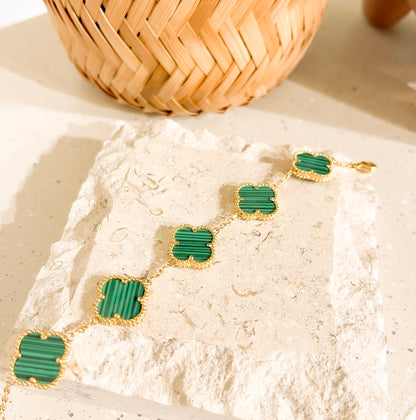Green Malachite Clover Bracelet
