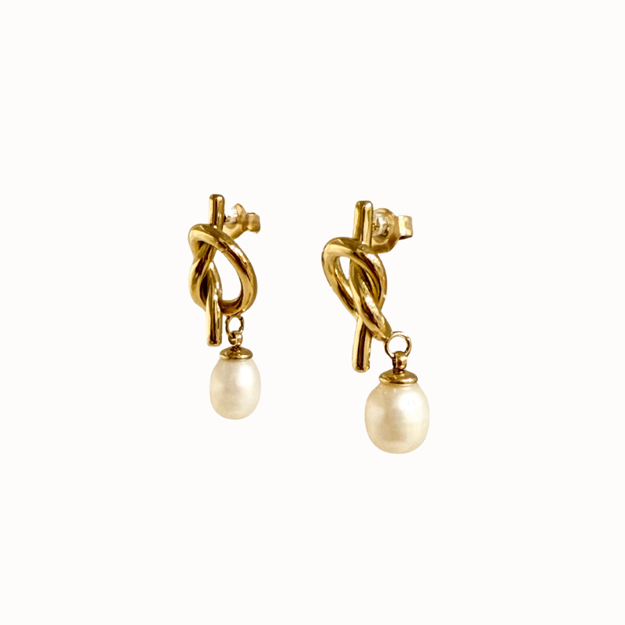 Knot Pearl Drop Earrings