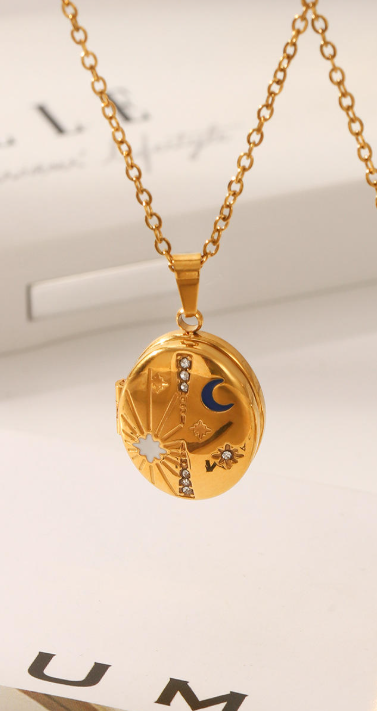 Moon & Stars Locket Necklace