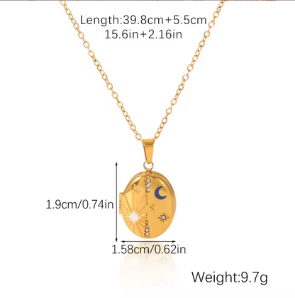 Moon & Stars Locket Necklace