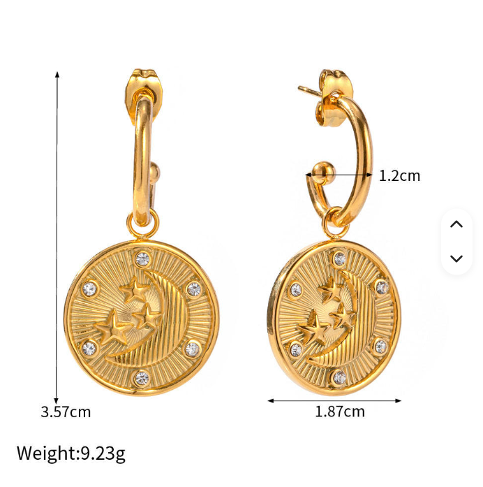 Moon & Stars Coin Drop Earrings.