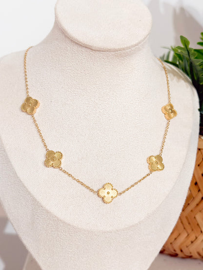 Golden Bloom Clover Necklace