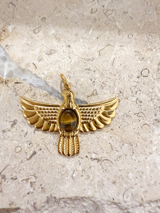Tiger Eye Eagle Charm