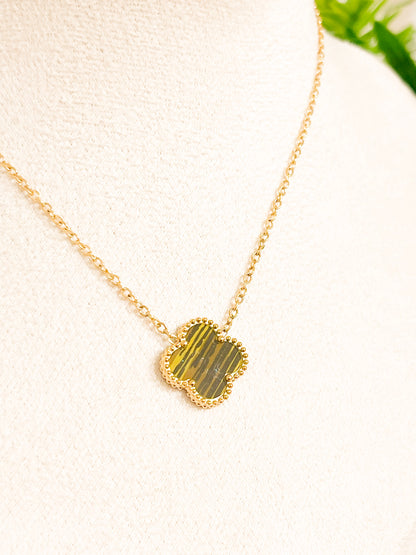 Tiger Eye Clover Necklace