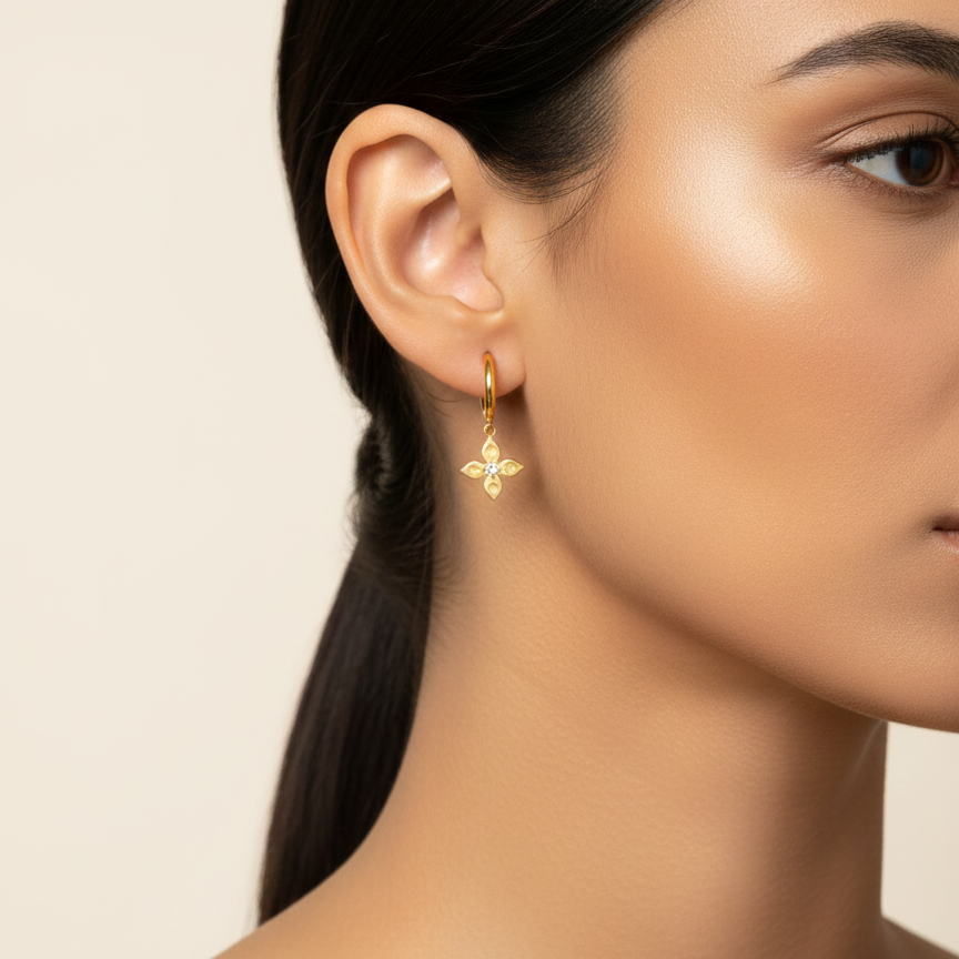 Star Petal Dangle Huggies