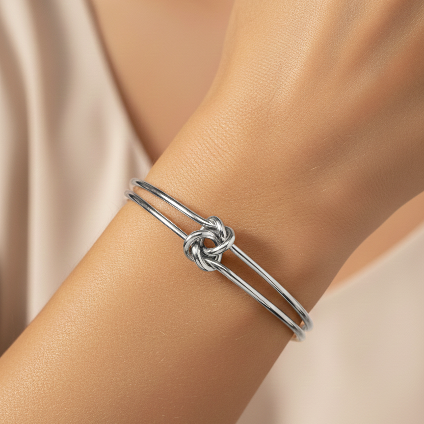 Silver Double Knot Cuff