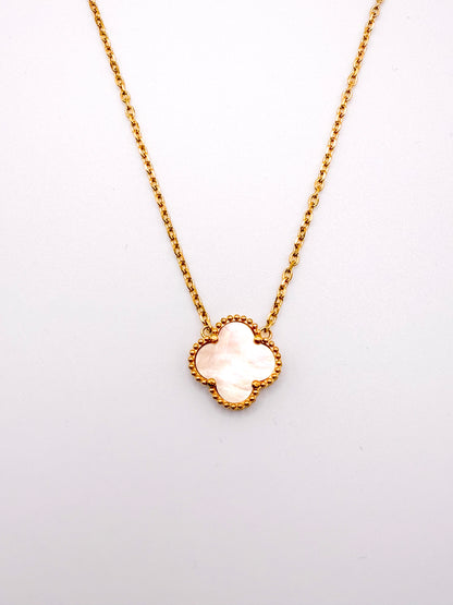 Pink Shell Clover Necklace