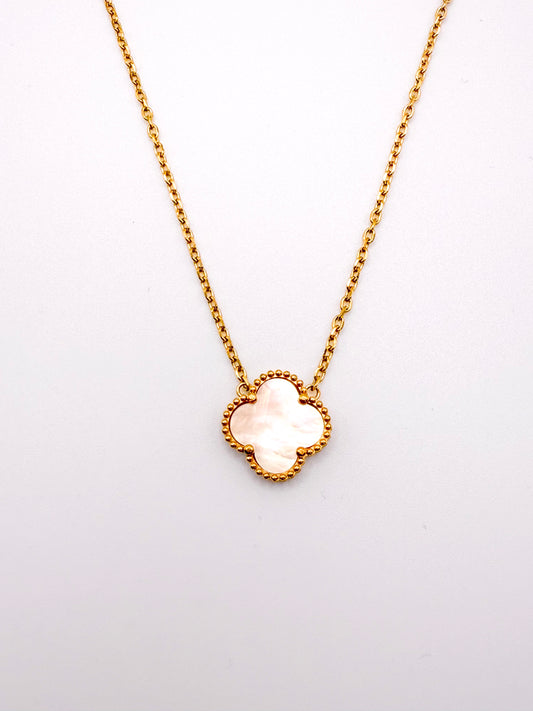 Pink Shell Clover Necklace